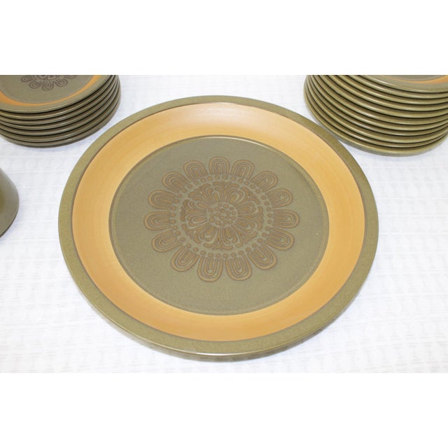 1970s Style House Stoneware Dish Set/ Sunflower Design 31 Pieces