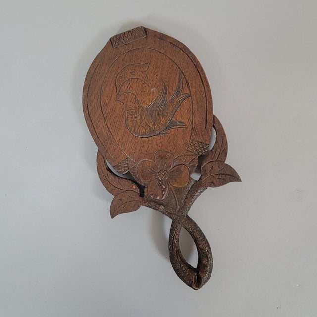 Late 19th Century Antique American Folk Art Horseshoe Wall Mirror With Initials For Sale - Image 5 of 7