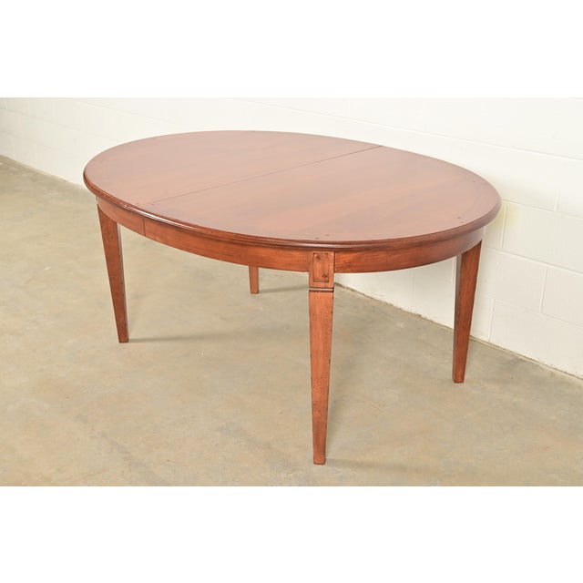 Brown Baker Furniture Style French Regency Louis XVI Carved Walnut Extension Dining Table, Newly Refinished For Sale - Image 8 of 13