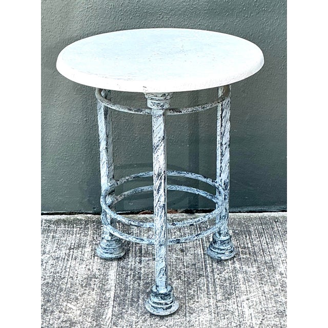 Vintage Postmodern Cast Aluminum Outdoor Side Table - 895 For Sale - Image 4 of 12