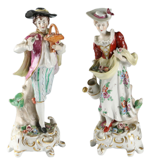 German Porcelain Figurines from Rudolstadt, Set of 2