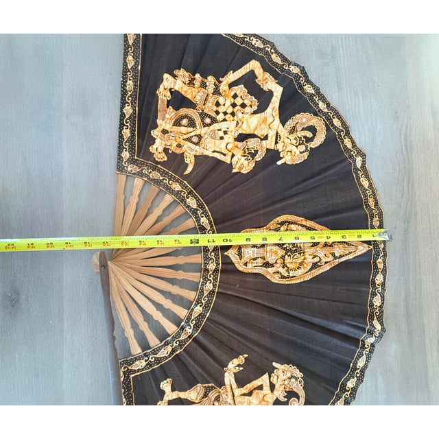 Wood Large Batik Folding Fan For Sale - Image 7 of 13
