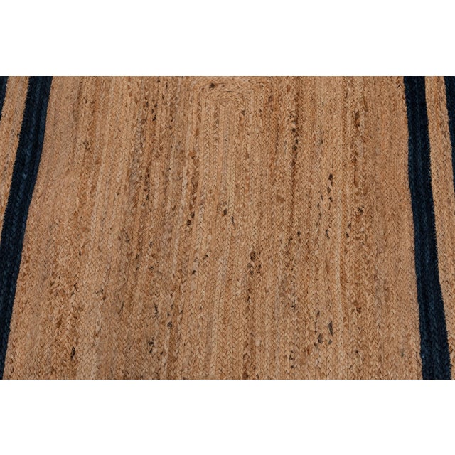 Textile 2'x3'Ft. Navy Blue Jute Braided Rectangle Boho Chic Rug For Sale - Image 7 of 9