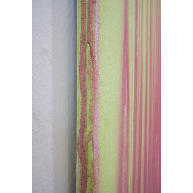 Contemporary "Lime Arc Over Pink Red" Large Abstract Acrylic Painting by Simon Findlay For Sale - Image 3 of 11