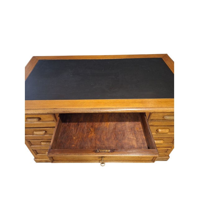 Black Italian Oak Executive Desk with Leather Top, 1940s For Sale - Image 8 of 14