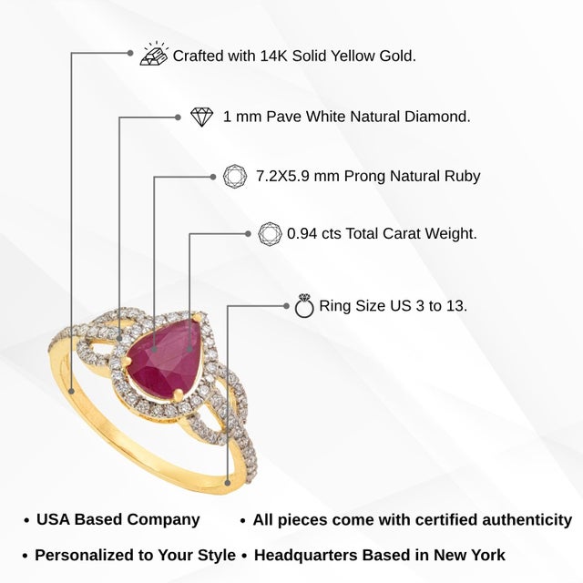 Luxury Mozambique Ruby & Diamond Statement Ring in 14k Yellow Gold Size 6 For Sale - Image 10 of 14