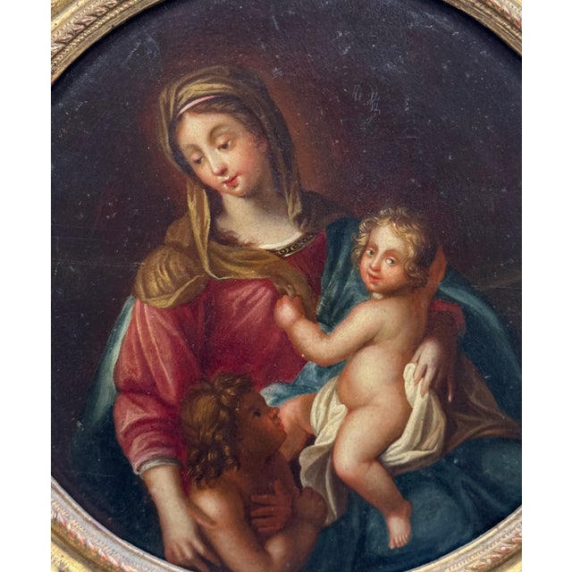 Virgin and Child with Saint John the Baptist, 1750, Oil Painting For Sale - Image 7 of 10