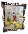 Vintage Chinoiserie Geisha Asian Painting in Vintage Fretwork Mahogany Wood Frame For Sale