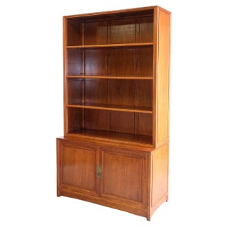 Teak Open Bookcase with Adjustable Shelves & Cupboard For Sale