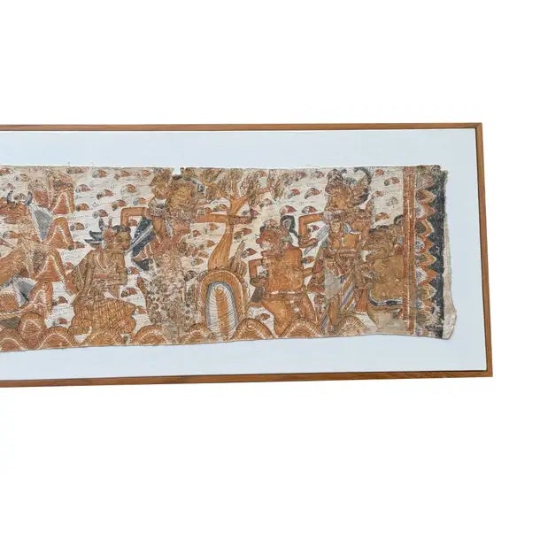 Bali Hindu Textile Framed 'Kamasan' Painting, Indonesia C. 1950 For Sale - Image 12 of 16