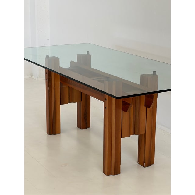Wooden Dining Table with Glass Top, 1970s For Sale - Image 11 of 16
