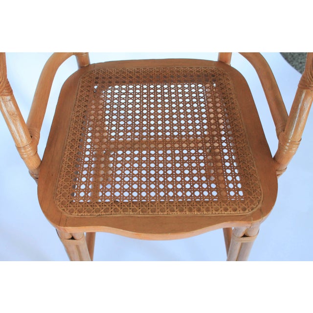 Vintage Rattan Chinoiserie Pagoda Top Barstools With Cane Seats - a Pair For Sale - Image 9 of 12