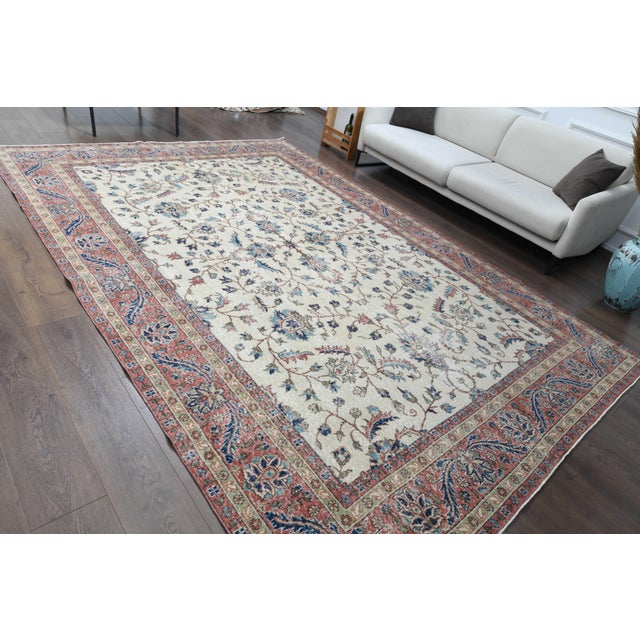 1970s Vintage Persian Handmade Wool Cotton Area Rug For Sale In San Francisco - Image 6 of 11