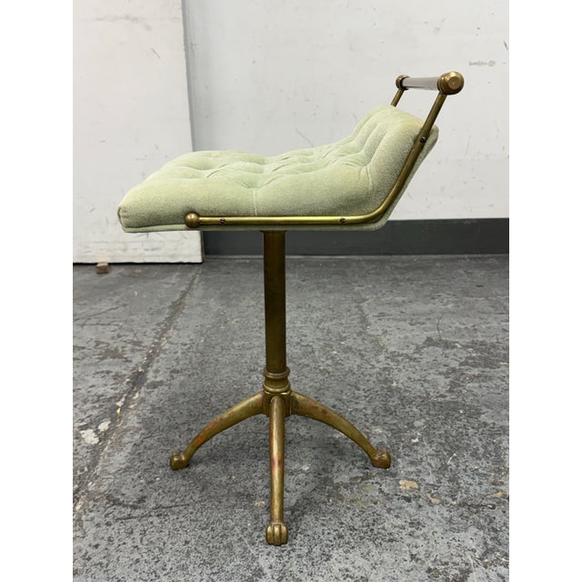 French Brass Swivel Stool, Circa 1940's For Sale - Image 4 of 12