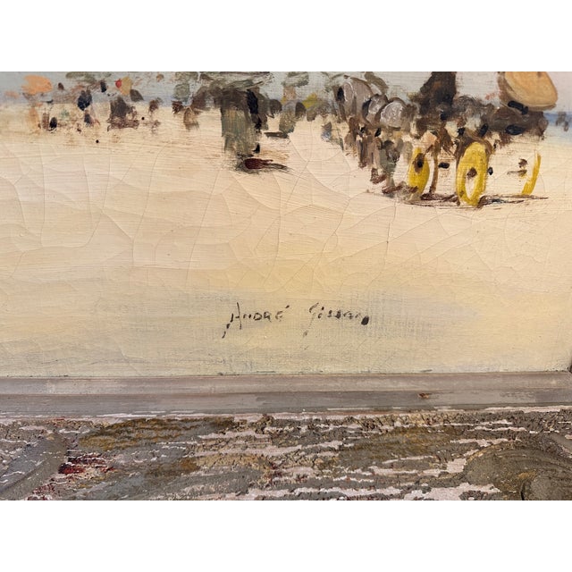1960s Signed Francois Gisson Post-Impressionist Paris Seascape Painting For Sale - Image 10 of 13
