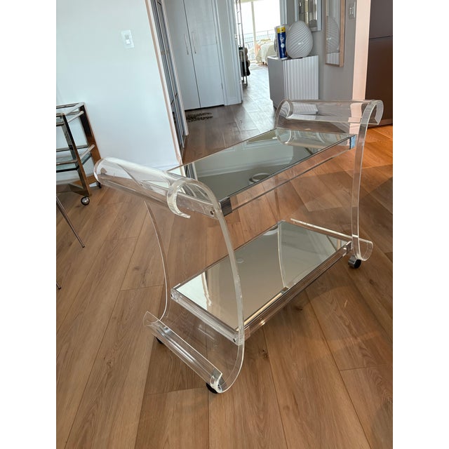 Mid-Century Modern Mid Century Modern Lucite Bar Cart on Casters For Sale - Image 3 of 15
