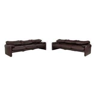 Maralunga Sofas in Leather from Cassina, Set of 2 For Sale