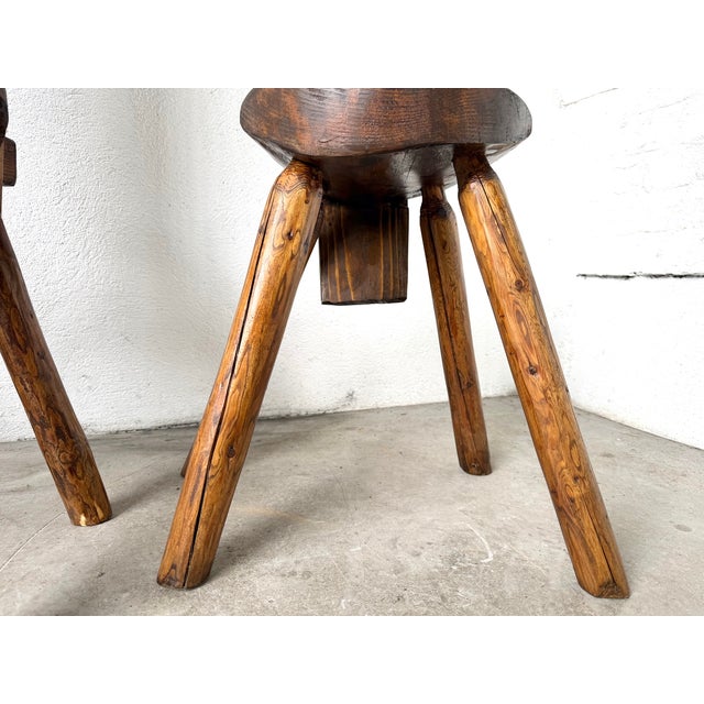 Brown Alpine Pine Chairs, France, 1950s, Set of 3 For Sale - Image 8 of 18