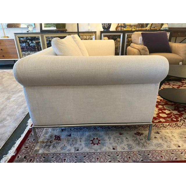 Natuzzi Contemporary Linen Sofa For Sale - Image 9 of 18