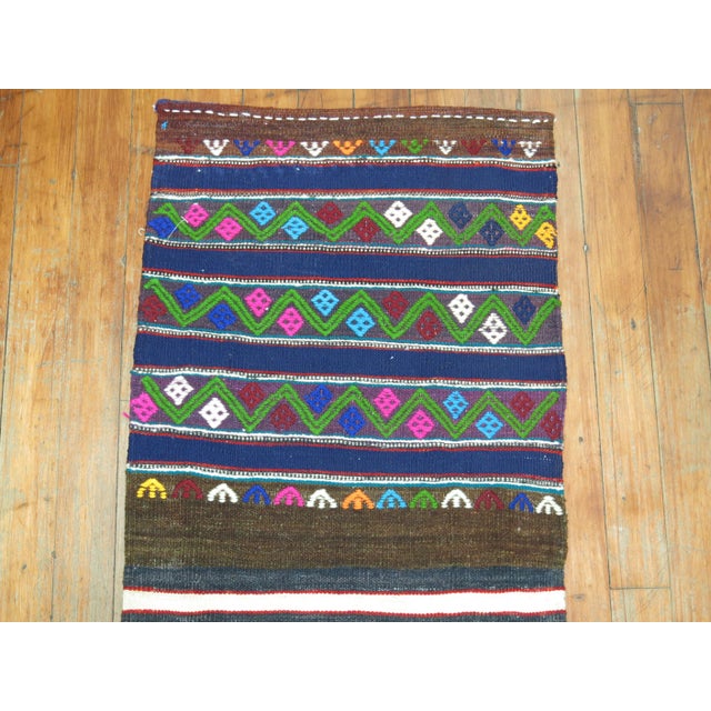 Zabihi Collection Vintage Turkish Kilim Runner - 3' x 10'11" For Sale In New York - Image 6 of 6
