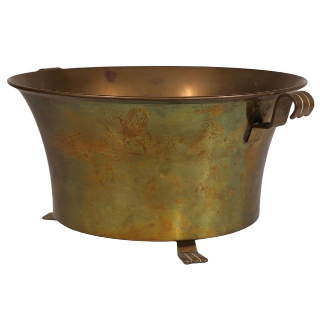 Tommi Parzinger Swedish Art Deco Brass Footed Bowl by Oh Lagersted C. 1920's For Sale - Image 4 of 9