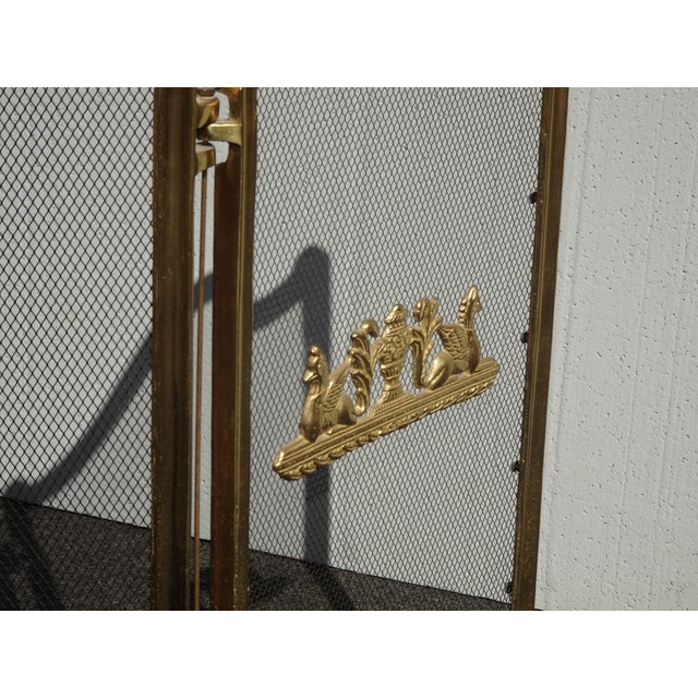 Vintage French Provincial Ribbons Love Birds Gold Brass Fireplace Screen #1 For Sale - Image 9 of 15