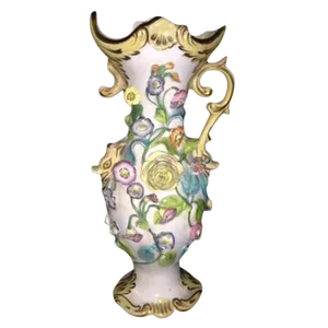 Antique Pastel Floral Porcelain Vase