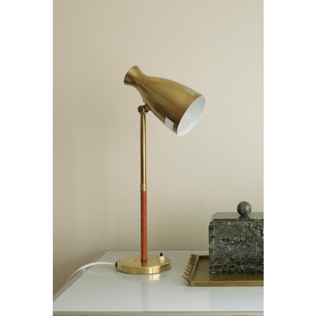 1950s Brass and Leather Table Lamp Asea For Sale - Image 10 of 10
