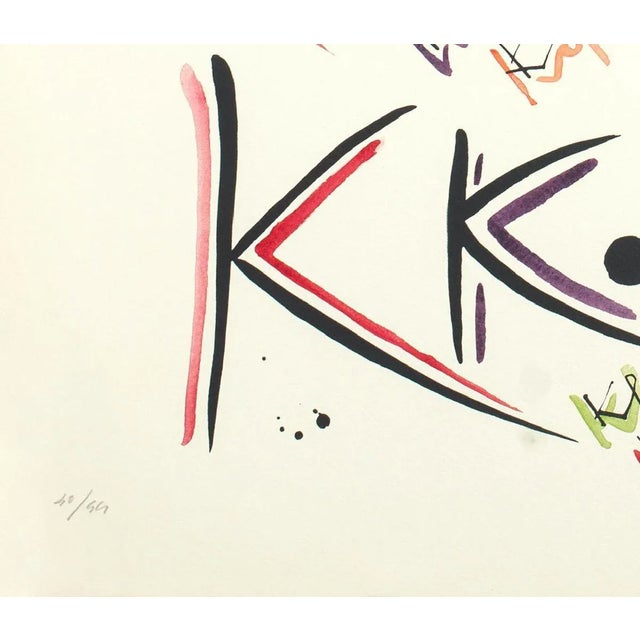 Letter K by Rafael Alberti, from Alphabet series, is an original lithograph, realized by Rafael Alberti in 1972. Hand-...