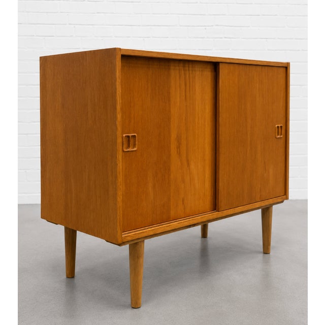 Mid Century Modern Oak Jr. Credenza | Danish Storage | Entryway Cabinet, Circa 1960's For Sale - Image 9 of 13