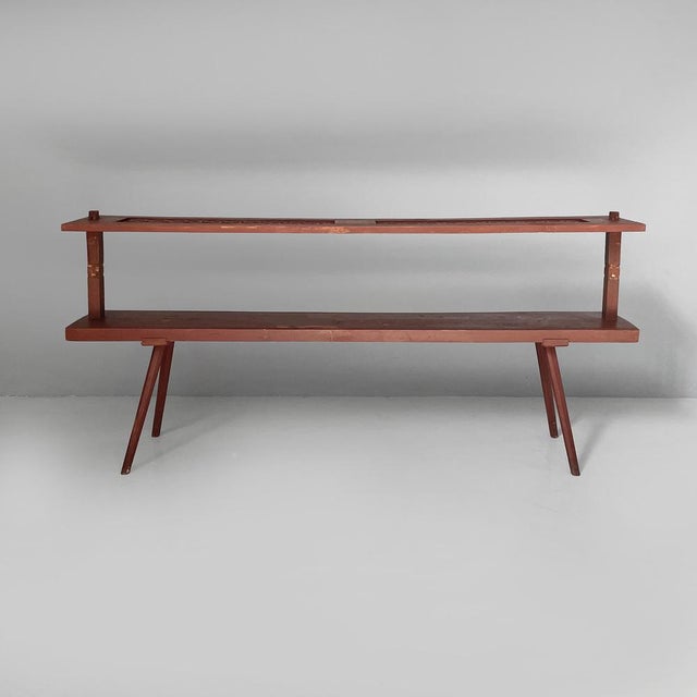 Art Deco Italian Bench in Red Wood, 1930s For Sale - Image 3 of 18