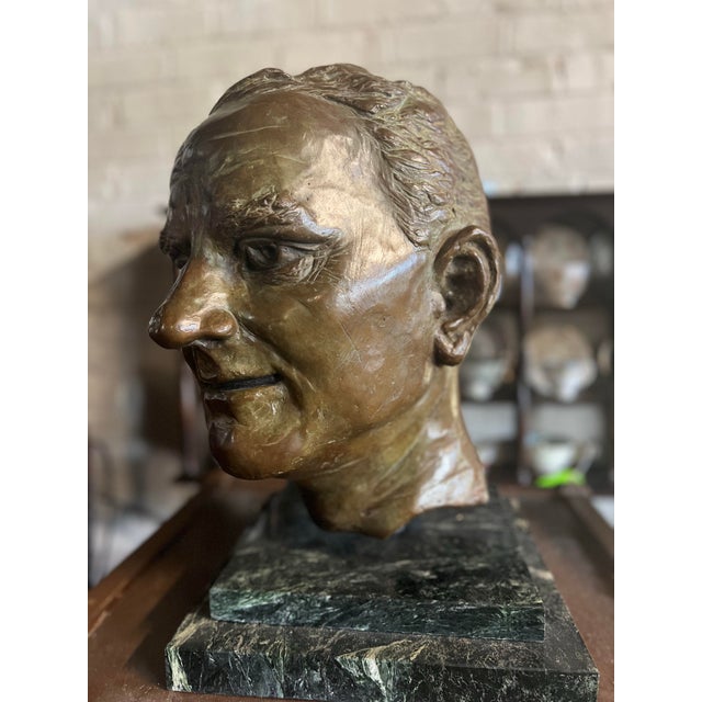Traditional Large Bronze Bust of a Statesman For Sale - Image 3 of 3