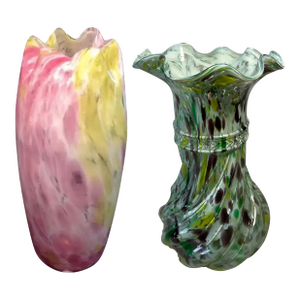 Antique Legras Art Glass Spatter Vase - a Pair
