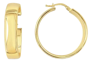 One Inch Polished Classic Gold Hoops, 2 Pieces