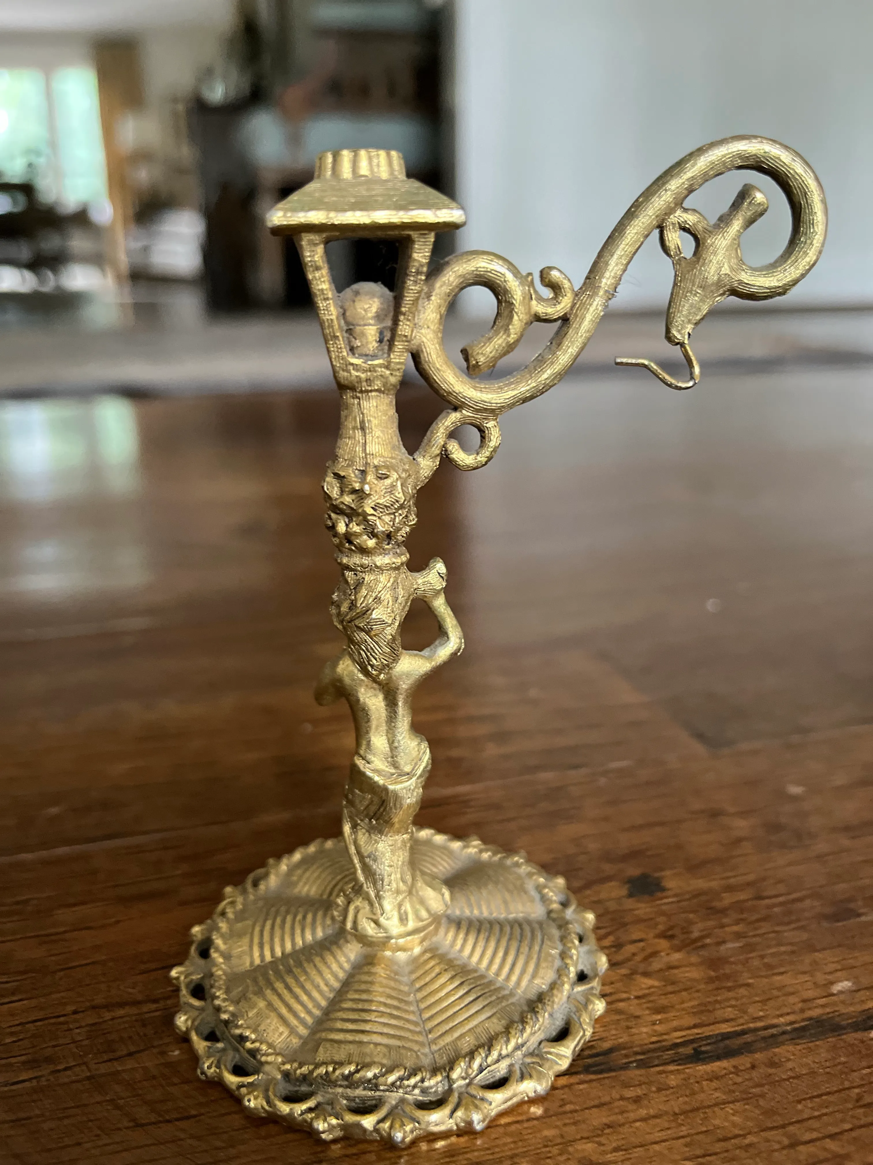 Vintage Gilt Bronze Pocket Watch Stand in Lamppost Form | Chairish