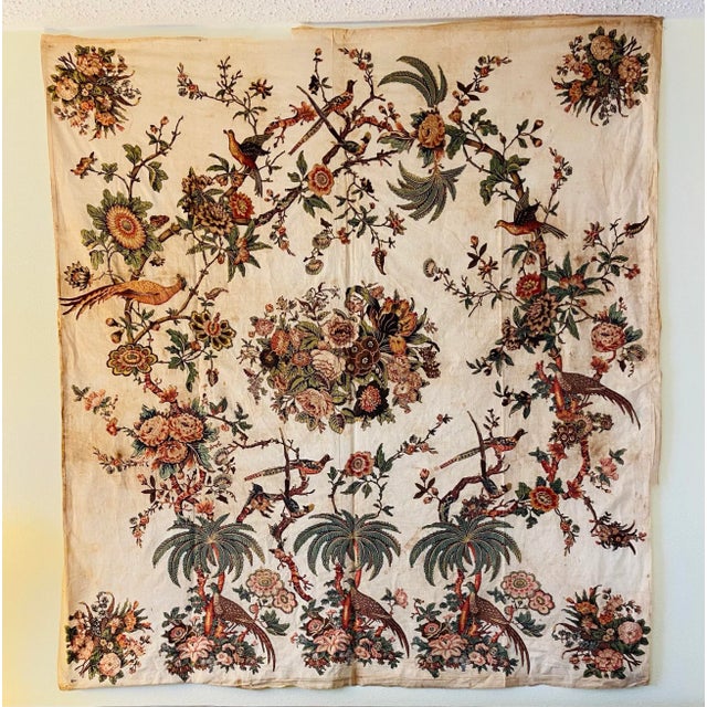 Vintage Quilt Hand-Stitched Tree of Life Textile Panel Broderie Perse Appliqué Linen Tapestry For Sale - Image 12 of 13