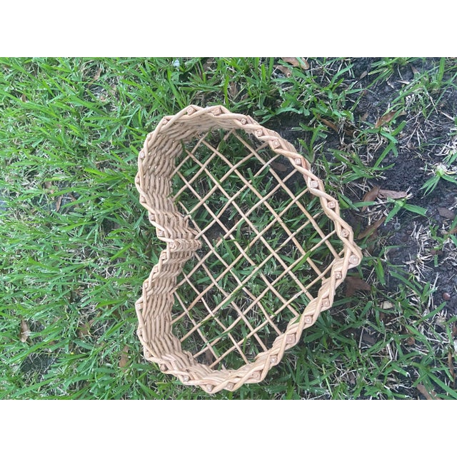 Natural Bohemian Handmade Rattan Heart Shaped Basket, Wall Decor For Sale - Image 10 of 12