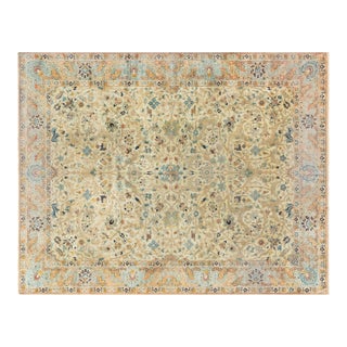 Antique Persian Tabriz Botanic Handwoven Wool Rug For Sale