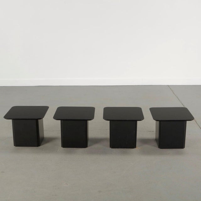 Italian Late 20th Century Italian Nesting Coffee Cocktail Table Set Black Lacquer For Sale - Image 3 of 18