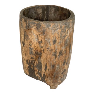 Natural Vintage Tree Trunk Planter W/Feet For Sale