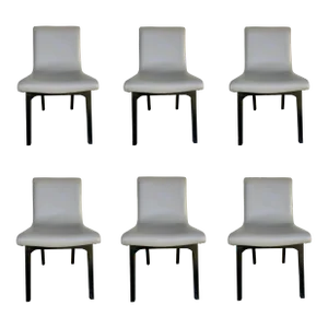 Caracole Modern Gray Starr Leather Dining Chairs Set of 6