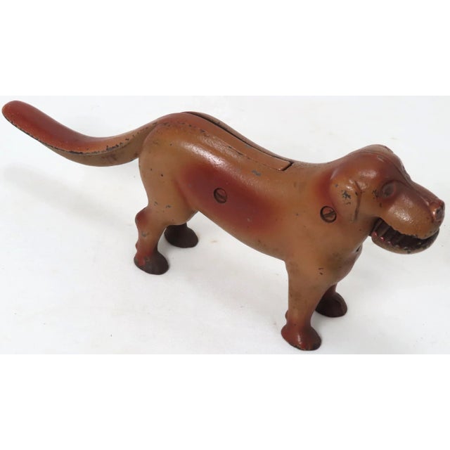Antique Cast Iron Free Standing Figurative Happy Dog Table Nut Cracker - Nice Original Paint For Sale - Image 4 of 13
