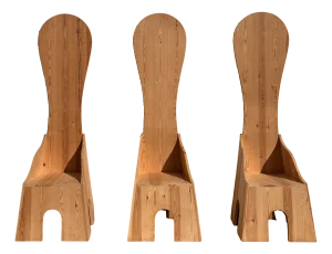Vintage Italian Thrones in Wood, 1970s, Set of 3