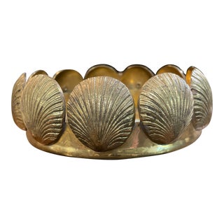 Vintage Mottahedeh Brass Clamshell Catchall Dish or Wine Coaster For Sale