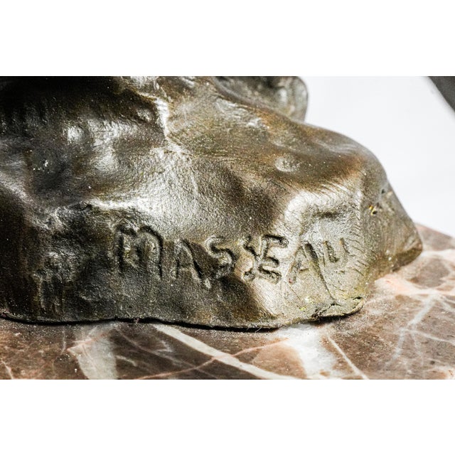 Metal Vintage Art Nouveau Style Suspended Male Man Bronze Marble Statue Sculpture For Sale - Image 7 of 14