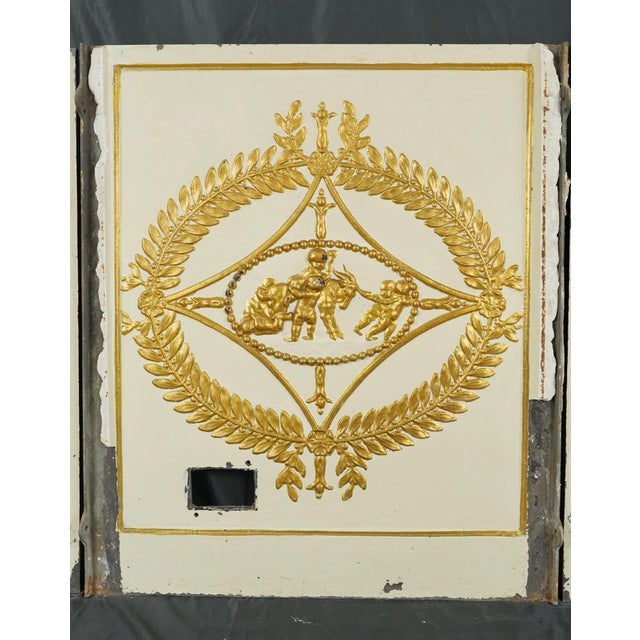 French The Plaza Hotel French Cast Iron Fireback Set For Sale - Image 3 of 16