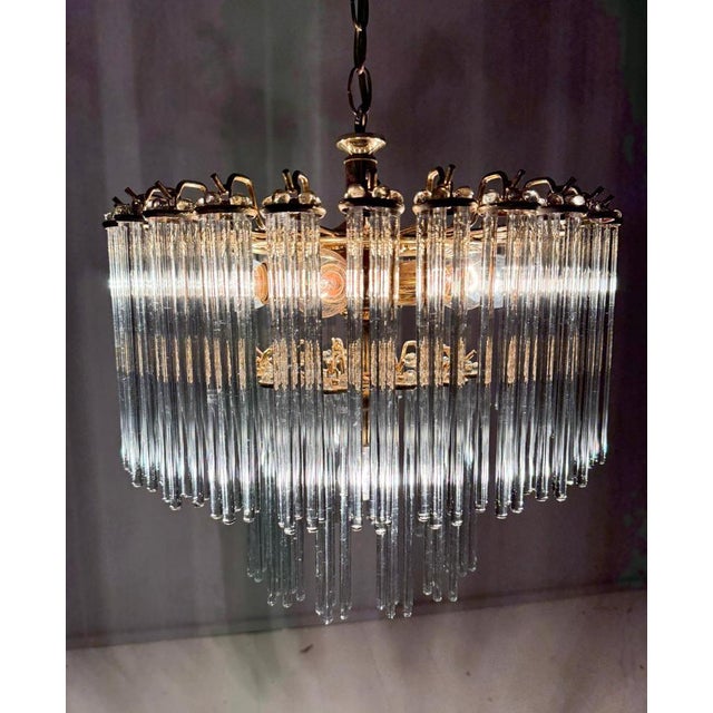 Gold Mid-Century Modern Chandelier by Gaetano Sciolari, 1970s For Sale - Image 8 of 18