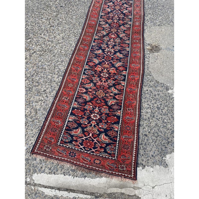 Textile Extra-Long Antique Persian Kurdish Runner 2.10' X 15.10' (86cm X 483cm) 1900s For Sale - Image 7 of 9