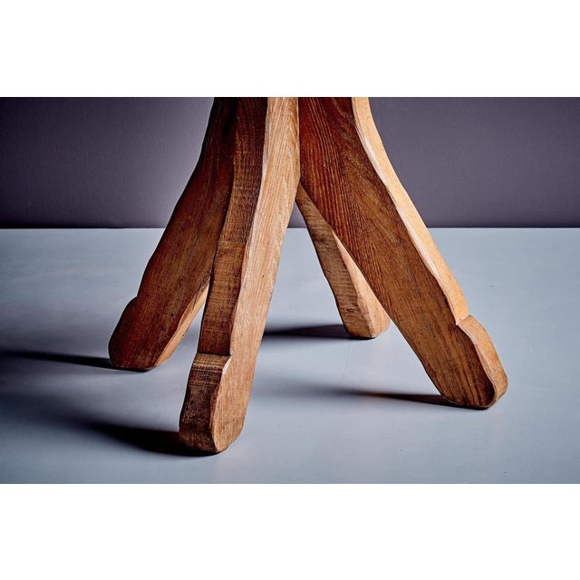 Brown Brutalist Oak Dining Table and Chairs, 1970s, Set of 6 For Sale - Image 8 of 18