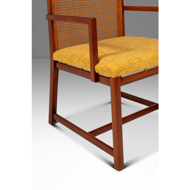 Rare Mid-Century Modern Cane-Backed Armchair in Walnut & Bouclé Attributed to Michael Taylor for Baker Furniture (New World Collection), Usa, C. 1960s For Sale - Image 13 of 18